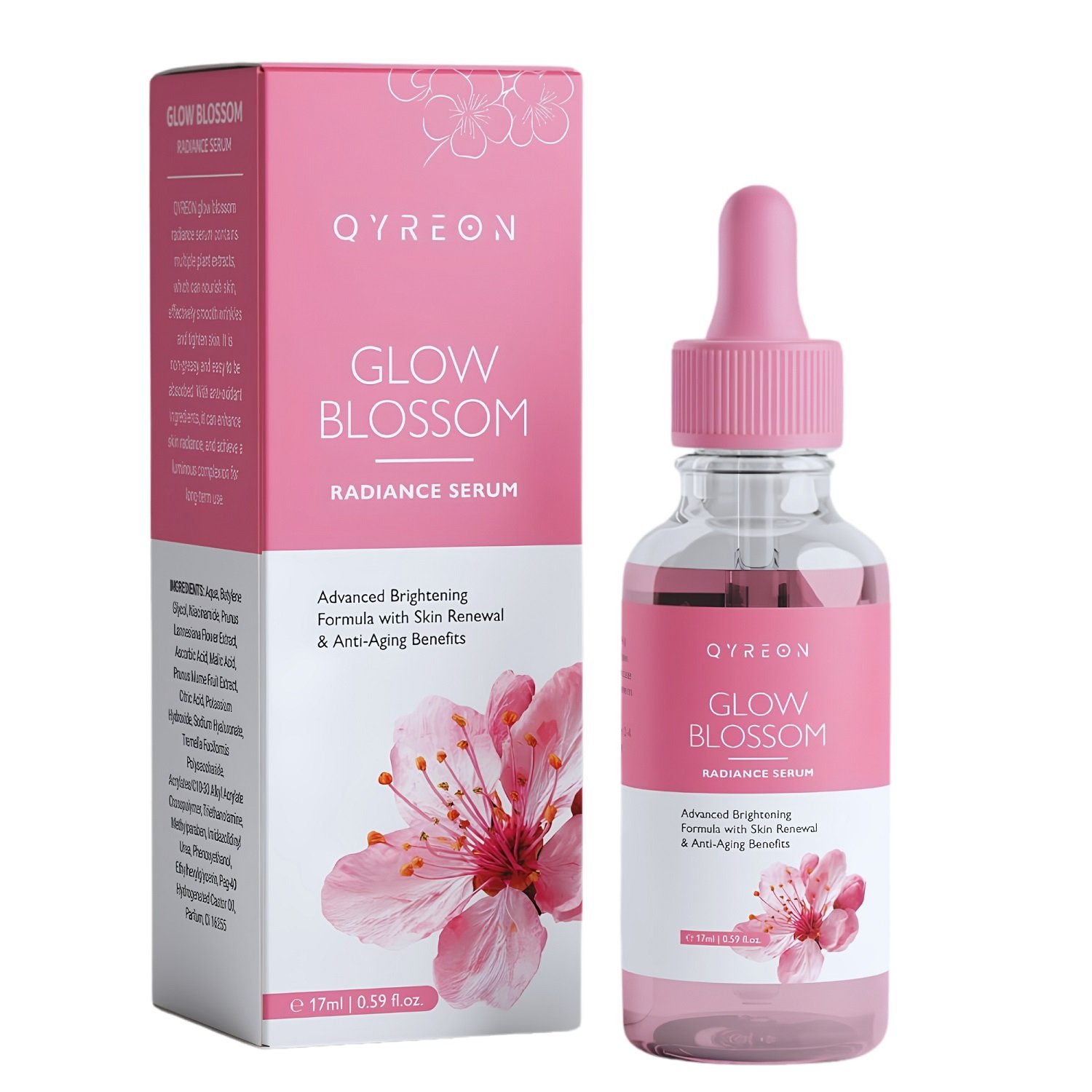 QYREON Cherry Blossom Brightening Serum – Dark Spot & Anti-Aging Treatment