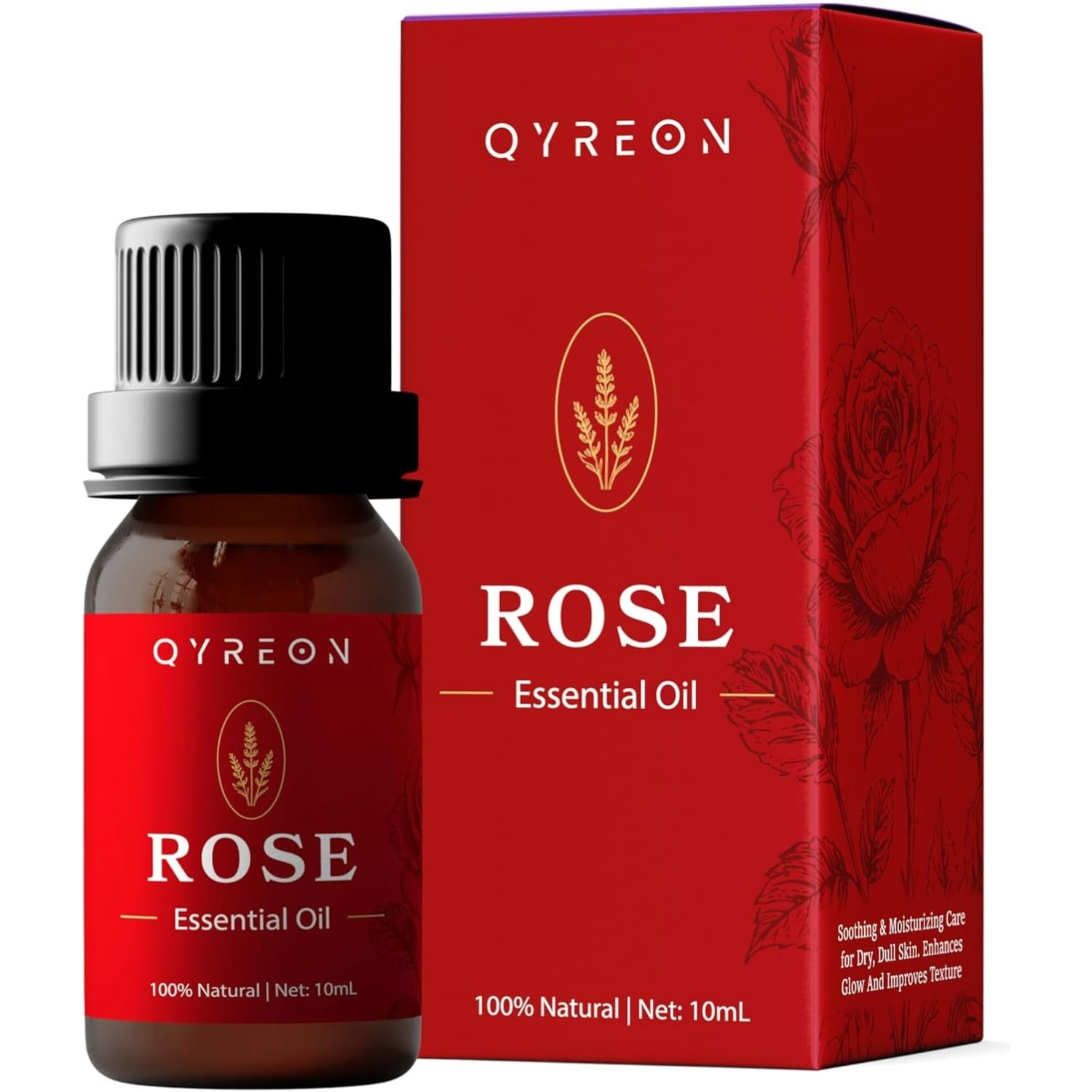QYREON Rose Essential Oil – Anti-Aging Skin Care & Aromatherapy (10mL)