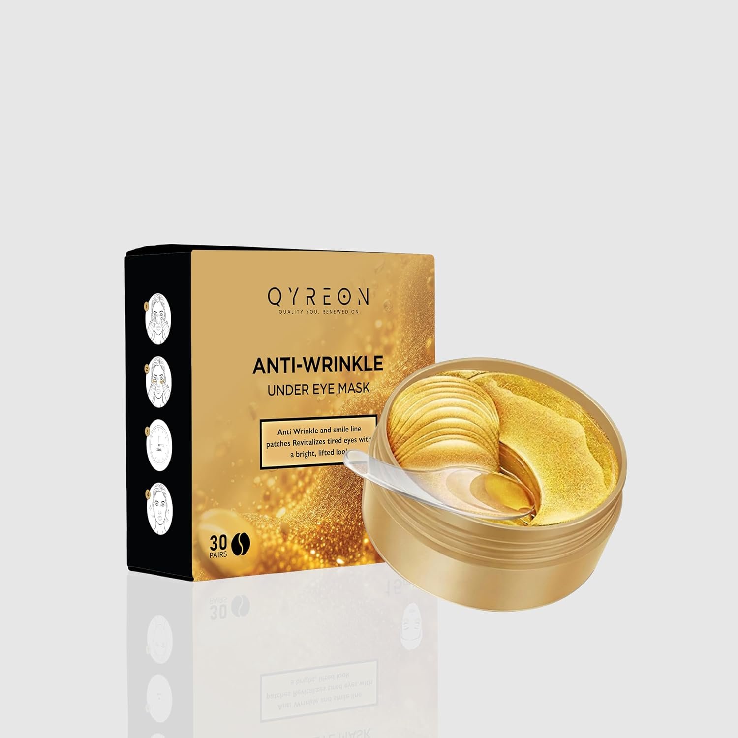 QYREON Under Eye Patches – Dark Circles, Puffiness & Anti-Wrinkle (30 Pairs)
